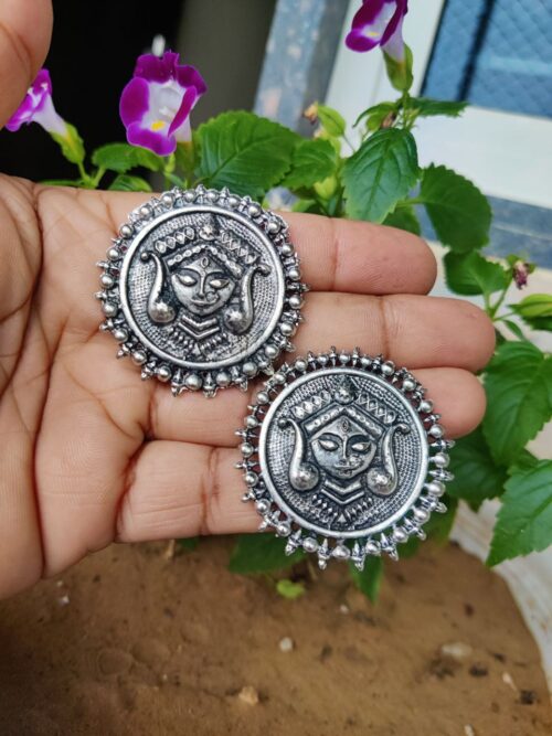 Lord Durga Navratri Special Stud Earrings | Traditional Festive Jewelry for Women