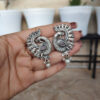 Elegant Silver Replica Peacock Stud Earrings | Traditional Ethnic Jewelry for Women