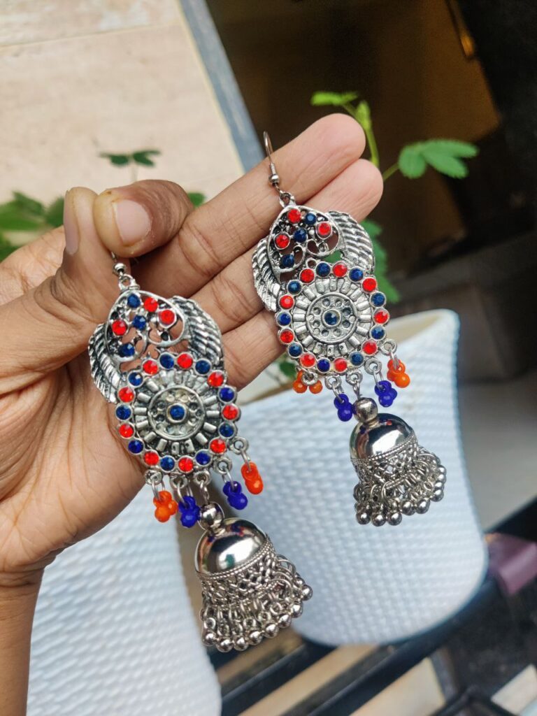 Oxidised Multi Color Jhumka Earrings for Girls | Traditional Ethnic Dangler Jewelry Women