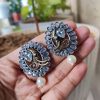 Elegant Two Tone Ganesh Earrings | Silver Replica Oxidized Jewelry for Women and Girls in Traditional Festive Wear