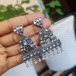 Silver Replica Nandi Style Earrings | Traditional Oxidised Dangler Jewelry for Women and Girls