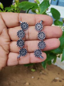 Stylish Oxidised Flower Design Earcuff | Unique Contemporary Jewelry for Women