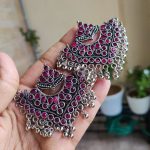 Elegant Stone Work Stud Earrings | Silver Replica Lightweight Daily Wear Jewelry for Women and Girls