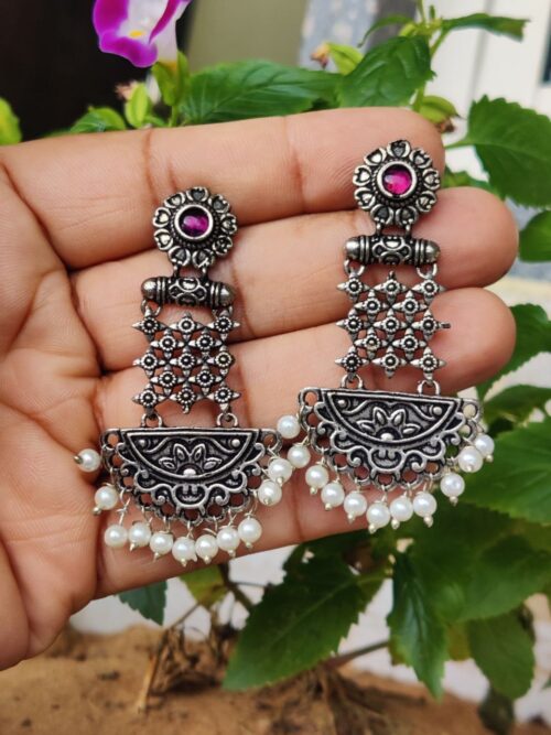 Elegant Oxidised Dangler Earrings for Girls | Stylish Daily Wear Ethnic Jewelry