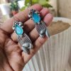 Unique Bird Monalisa Earrings | Silver Replica Oxidized Stone Jewelry for Women and Girls in Stylish Design