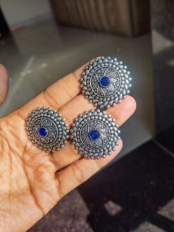 Oxidised Round Design Ring Earrings Combo ? Elegant Ethnic Jewelry for Women