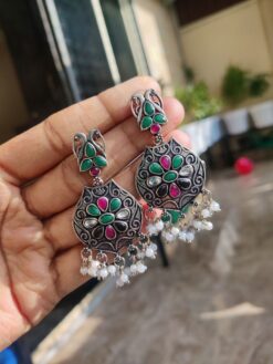 Oxidised Silver Plated Dangler Earrings ? Elegant Ethnic Jewelry for Women