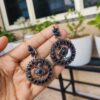 Exquisite Stone Work Peacock Earrings in Circle Design | Elegant Ethnic Jewelry for Women