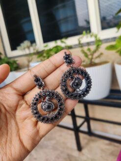 Exquisite Stone Work Peacock Earrings in Circle Design | Elegant Ethnic Jewelry for Women