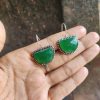 Elegant D Shape Monalisa Stone Earrings | Silver Replica Oxidized Jewelry for Women and Girls in Stylish Design
