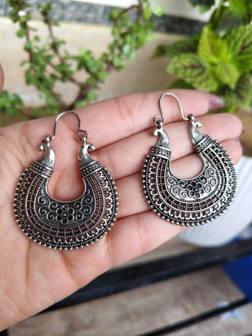Stylish Oxidised German Silver Chandbali Earrings | Elegant Ethnic Jewelry for Women