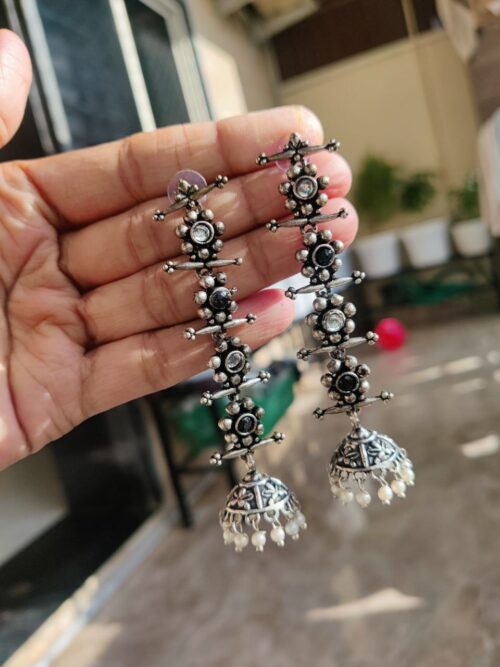 Oxidised Long Dangler Jhumka Earrings | Stylish Ethnic Jewelry for Women