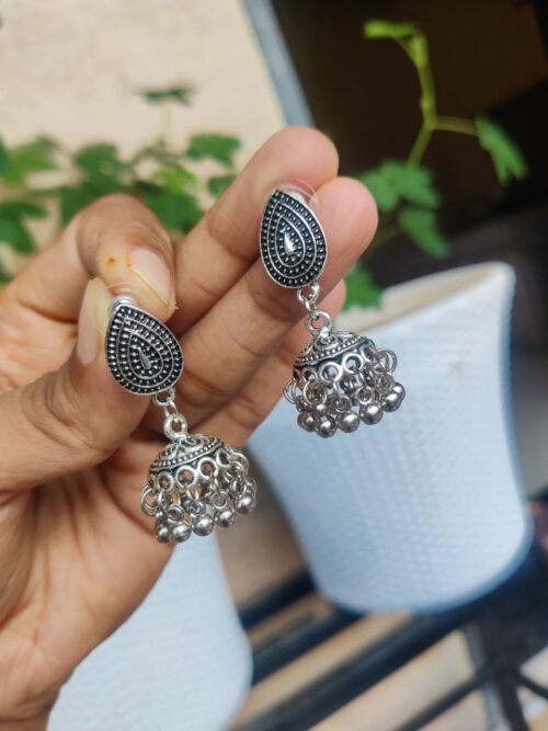 Oxidised Jhumka Earrings for Dailywear