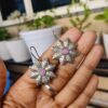 Elegant Oxidised Silver Replica Flower Stud Earrings | Stylish Ethnic Jewelry for Women