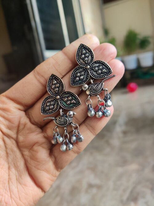 Oxidised Bird Design Earrings | Stylish Ethnic Jewelry for Women