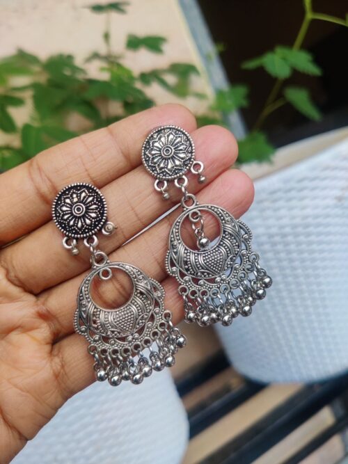 Oxidised Chandbali Dangler Earrings | Traditional Ethnic Jewelry for Women and Girls