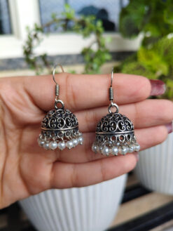 Trendy Oxidised Jhumka Hook Earrings | Stylish Ethnic Jewelry for Women