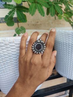 German Silver Mirror Adjustable Rings | Traditional Ethnic Finger Jewelry for Women and Girls