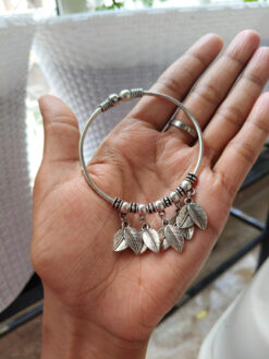 Stylish Oxidised Leaf Charms Bracelet | Elegant Ethnic Jewelry for Women