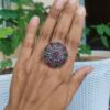 Oxidised Round Shape Adjustable Ring | Traditional Ethnic Finger Jewelry for Women and Girls