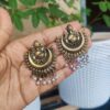 Golden Oxidised Ganesha Stud Earrings | Traditional Ethnic Jewelry for Women and Girls