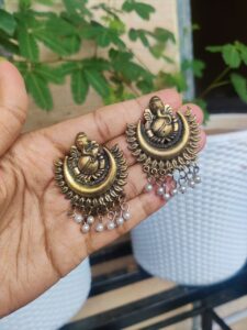 Golden Oxidised Ganesha Stud Earrings | Traditional Ethnic Jewelry for Women and Girls