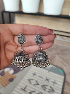 Elegant German Silver Jhumka Earrings | Traditional Ethnic Jewelry for Women