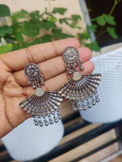Oxidised German Silver Dangler Earrings | Traditional Ethnic Jewelry for Women and Girls