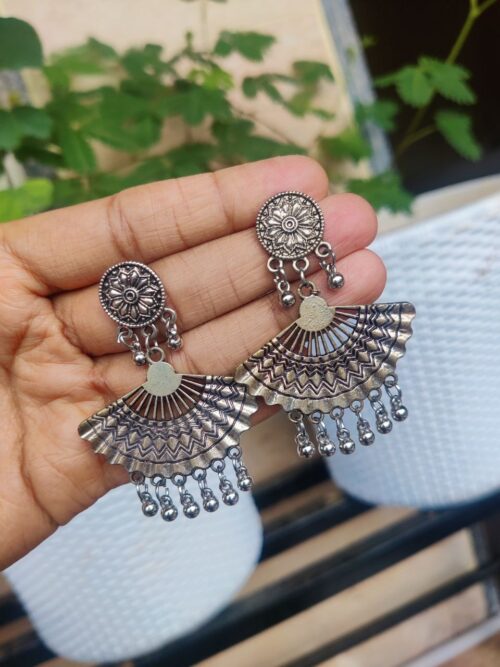 Oxidised German Silver Dangler Earrings | Traditional Ethnic Jewelry for Women and Girls