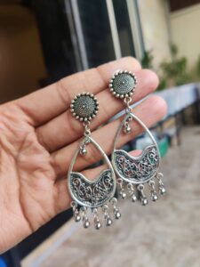 German Silver Chandbali Earrings | Elegant Traditional Ethnic Jewelry for Women