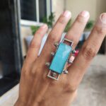 Oxidised Monalisa Stone Adjustable Ring ? Stylish Ethnic Jewelry for Women