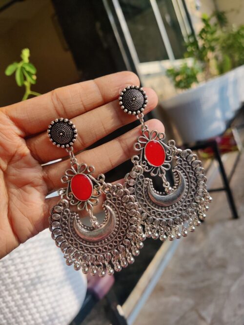 Oxidised Dangler Chandbali Earrings | Traditional Ethnic Jewelry for Women and Girls - Image 2