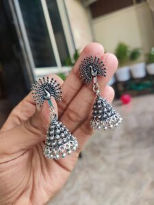 Oxidised Peacock Jhumka Earrings | Elegant Traditional Ethnic Jewelry for Women