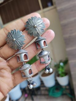 Trendy Oxidised Long Earrings | Silver Replica Traditional Partywear Jewelry for Women and Girls in Stylish Design