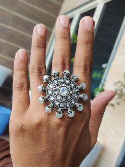 Exquisite Oxidised Stone Work Ring | Stylish Ethnic Jewelry for Women