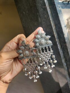 Oxidised Black Polish Dangler Earrings Stylish Ethnic Jewelry for Women