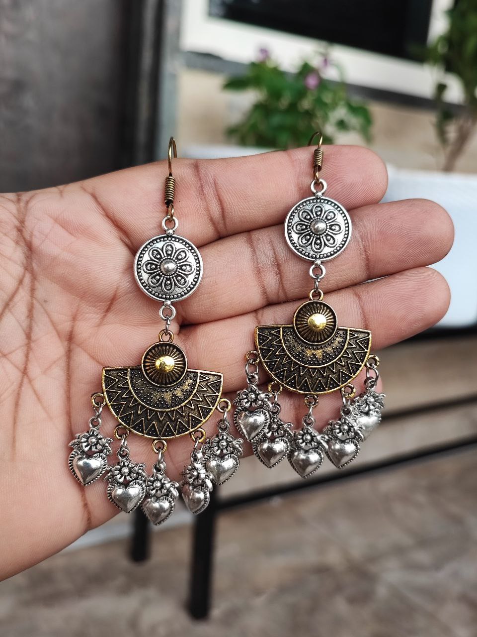 Stylish Golden and Silver Mix Charms Dangler Earrings | Trendy Ethnic Jewelry for Women 1 Stylish Golden and Silver Mix Charms Dangler Earrings | Trendy Ethnic Jewelry for Women