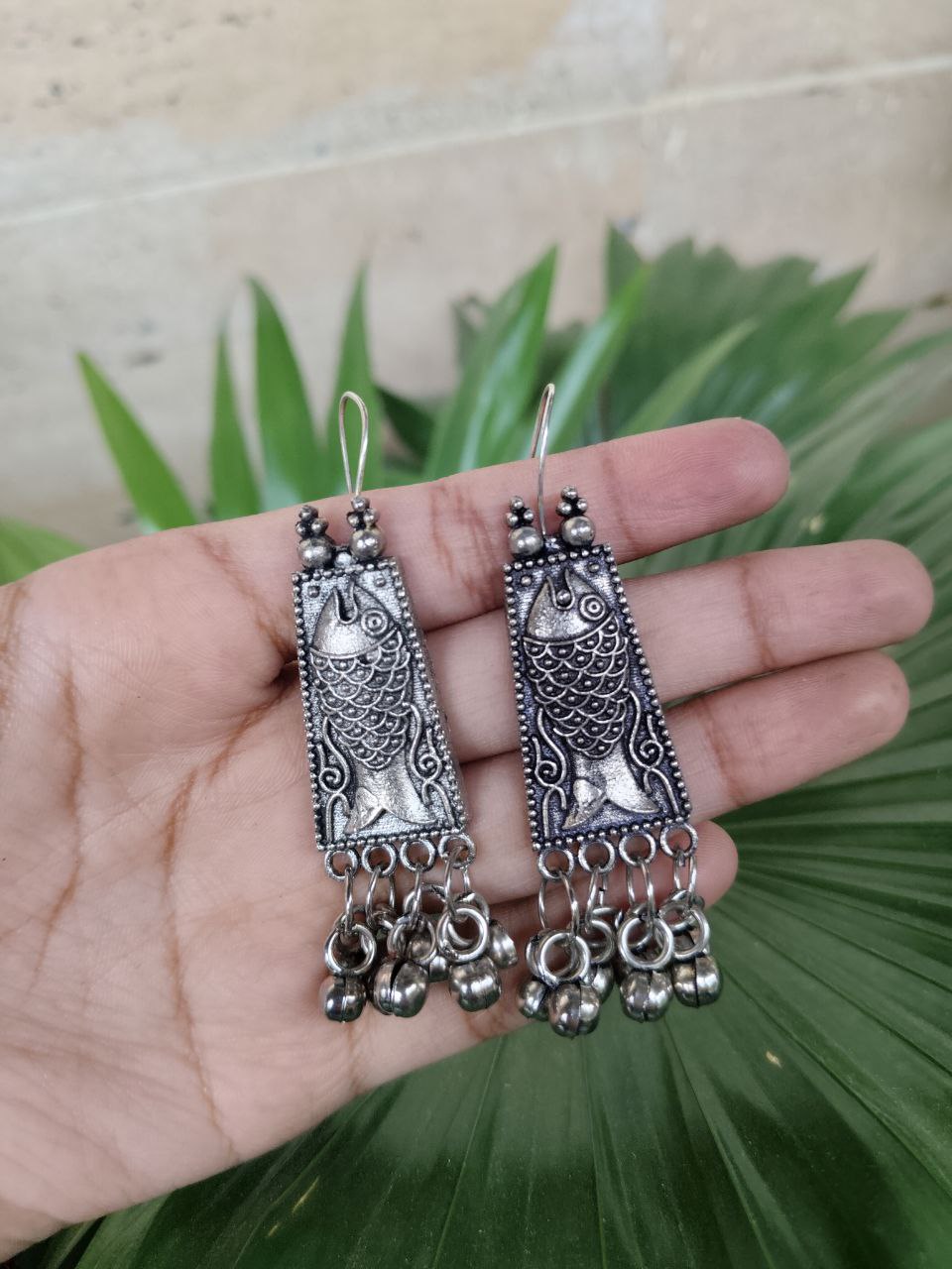 German Silver Fish Design Floral Earrings | Traditional Ethnic Jewelry for Women 1 German Silver Fish Design Floral Earrings | Traditional Ethnic Jewelry for Women