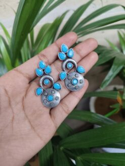 Elegant Silver Replica Oxidised Stud Earrings | Stylish Daily Wear Jewelry