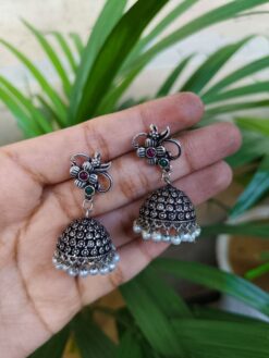 Jhumki Dangler Earrings With Elegant Pearl And Stone Work Design