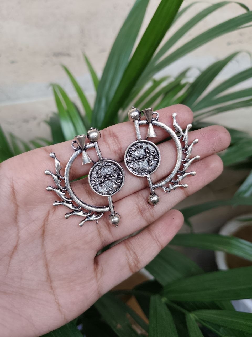Silver Plated Coin Style Earrings | Traditional Ethnic Jewelry for Women 1 Silver Plated Coin Style Earrings | Traditional Ethnic Jewelry for Women