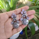 Bulk 194 Elegant Silver Replica Oxidised Stud Earrings | Stylish Daily Wear Jewelry - "Babypink"