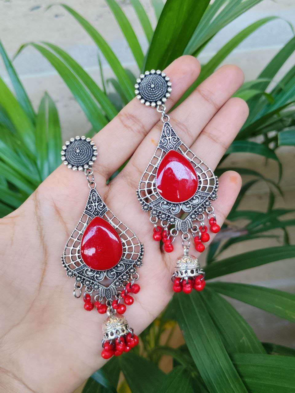 Stone Work Jhumki Dangler Earrings With Elegant Traditional Ghungroo Detailing 1 Stone Work Jhumki Dangler Earrings With Elegant Traditional Ghungroo Detailing