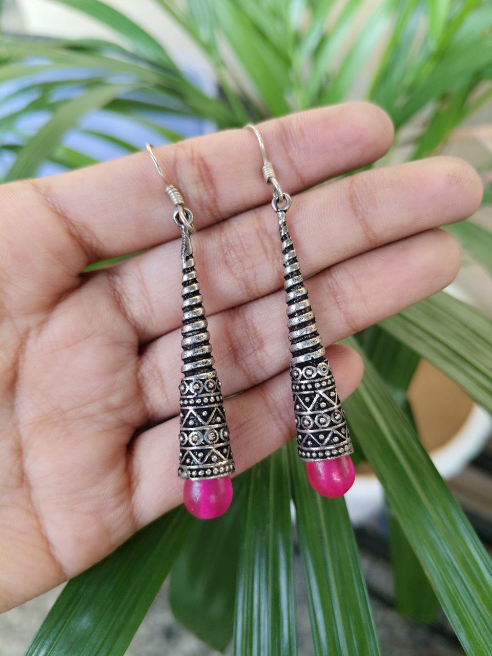 Oxidized Hook Dangler Earrings With Elegant Traditional Design 1 Oxidized Hook Dangler Earrings With Elegant Traditional Design