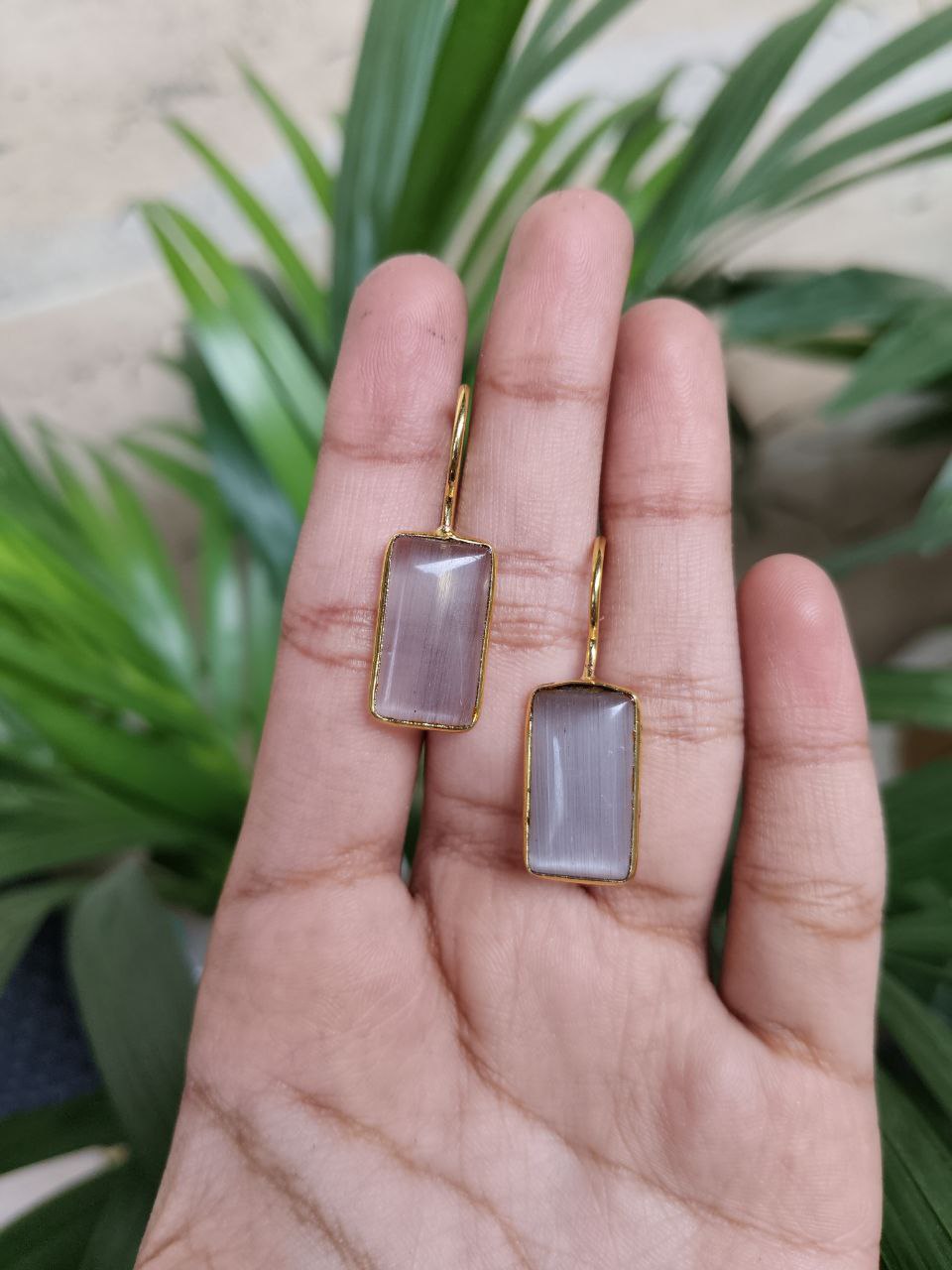 Handmade Gold Plated Geometric Hook Earrings with Monalisa Stone for Best Casual Outfits 8 Handmade Gold Plated Geometric Hook Earrings with Monalisa Stone for Best Casual Outfits - Image 9