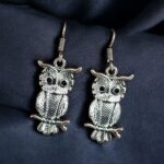 Bulk 148 Trendy Owl Hook Earrings | German Silver Ethnic Dangler Stone Best Jewelry for Everyday Style - "Black"