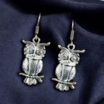 Bulk 150 Trendy Owl Hook Earrings | German Silver Ethnic Dangler Stone Best Jewelry for Everyday Style - "White"