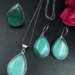 Bulk 140 Elegant Drop Stone Necklace (Combo set) | Oxidized Ethnic Chain Beautiful Jewelry for Women - "Mint"
