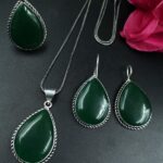 Bulk 138 Elegant Drop Stone Necklace (Combo set) | Oxidized Ethnic Chain Beautiful Jewelry for Women - "Green"