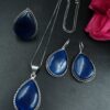 Elegant oxidized drop stone necklace combo set for women.